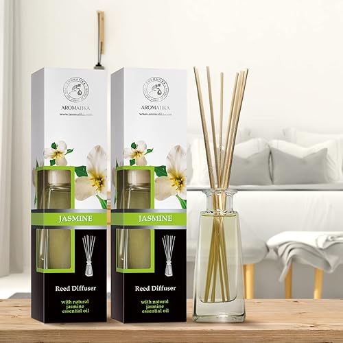Miniatura 8 de Difusor de varillas de jazmín con aceite esencial de jazmín natural, juego de 2 x 3.4 onzas líquidas (3.4 fl oz), fragancia fresca y duradera,