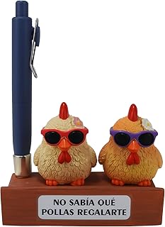 Regalo Original y Gracioso para San Valentín y Ocasiones Especiales – Set de Gallinas Soporte para Bolígrafo y Móvil – Detalle Divertido para Parejas, Amigos y Oficina