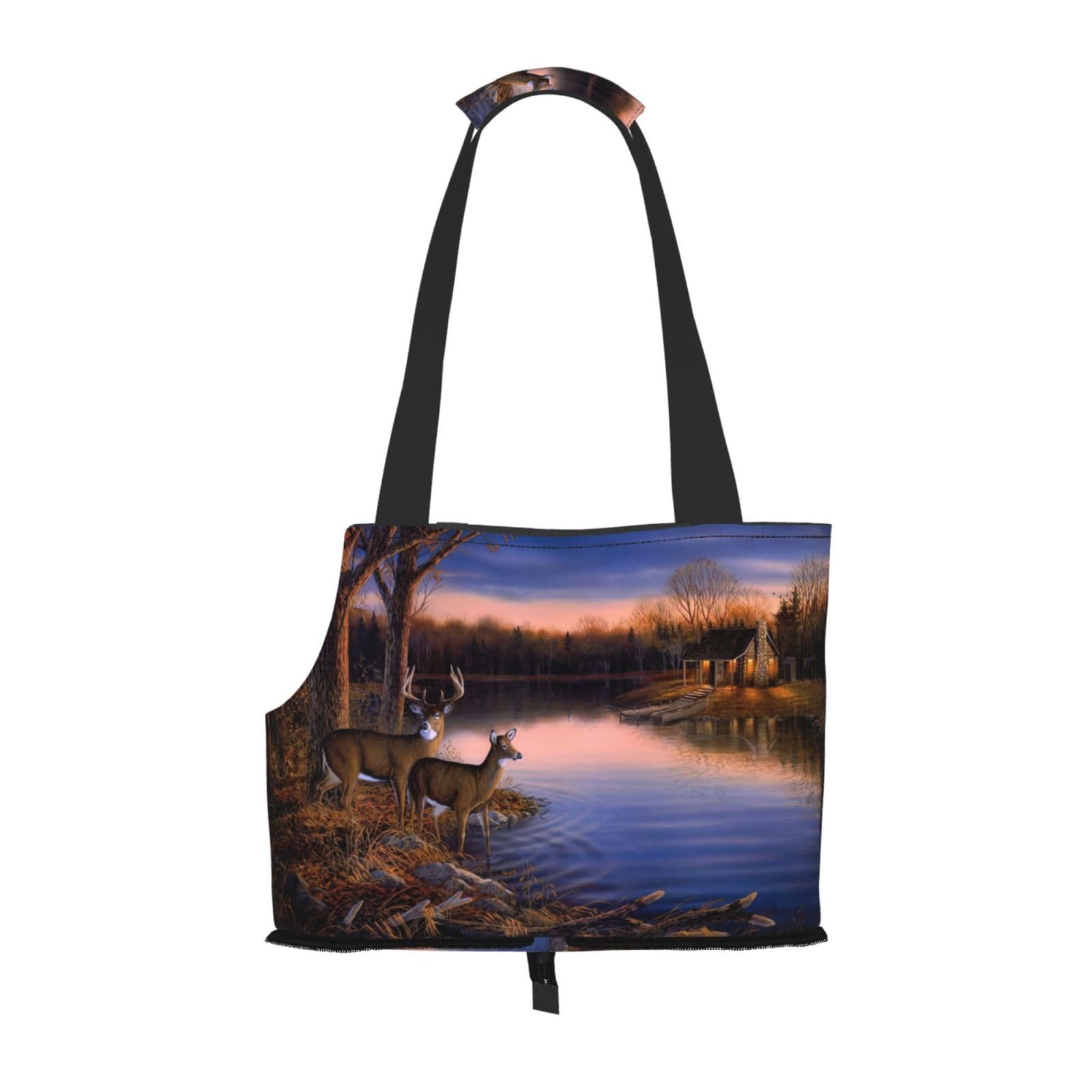 Sac de transport pour petit chien et chat motif cerfs sauvages grand fourre-tout