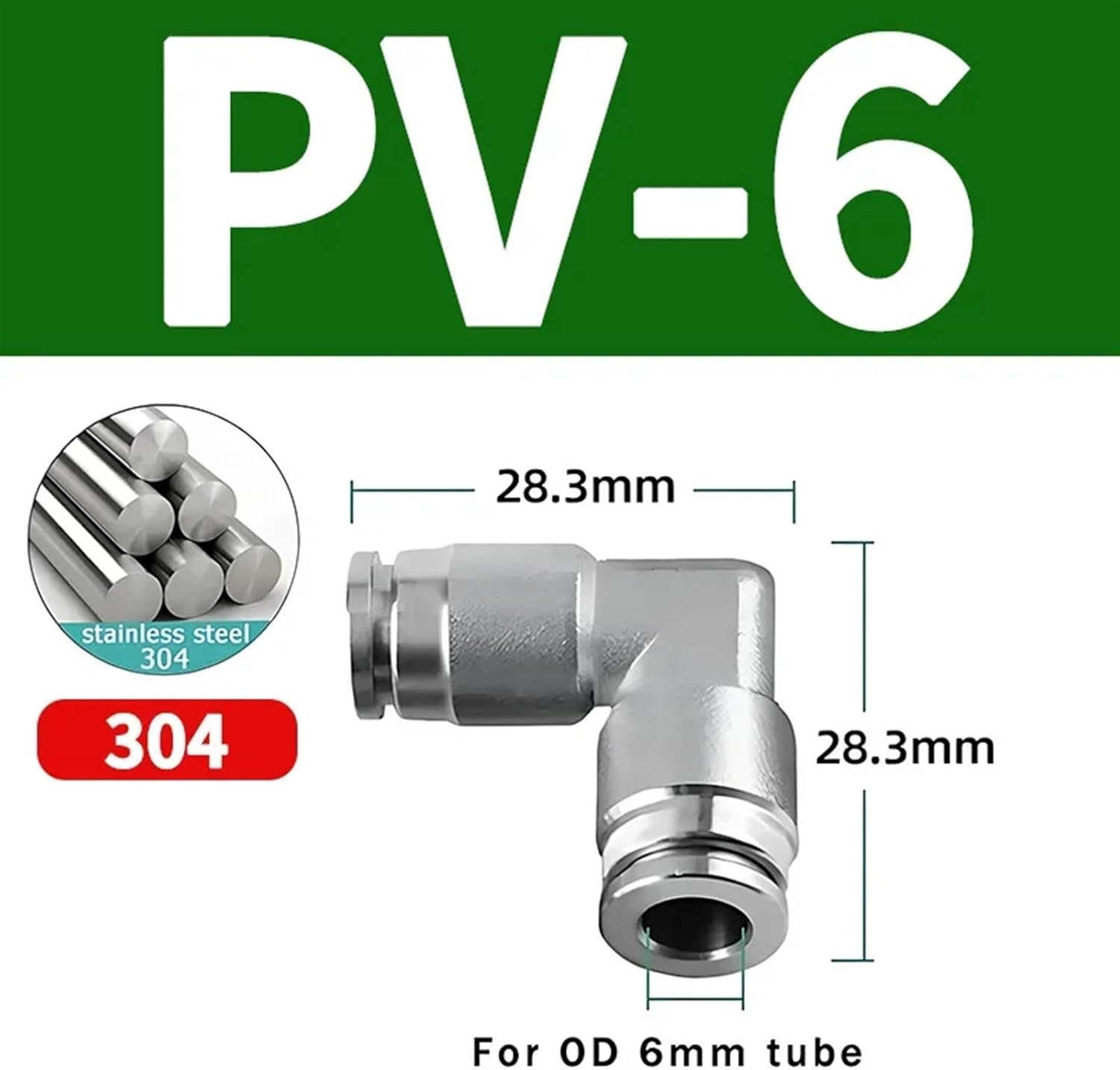 PU4 PV6 PU8 PE10 PY12 304 stainless steel Pneumatic Fitting Pipe Connector Water Push In Hose Couping Tube Air Quick Fittings (Color : PV-6, Size : 10 Pcs)