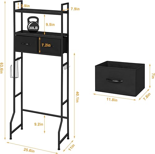 Miniatura 2 de ETELI Gabinete de baño de almacenamiento sobre el inodoro, 3 niveles, independiente sobre el inodoro, estante de almacenamiento para ahorrar espacio