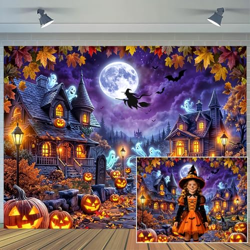 5X4ft Halloween Photography Backdrop Full Moon Spooky Horror Scary Night