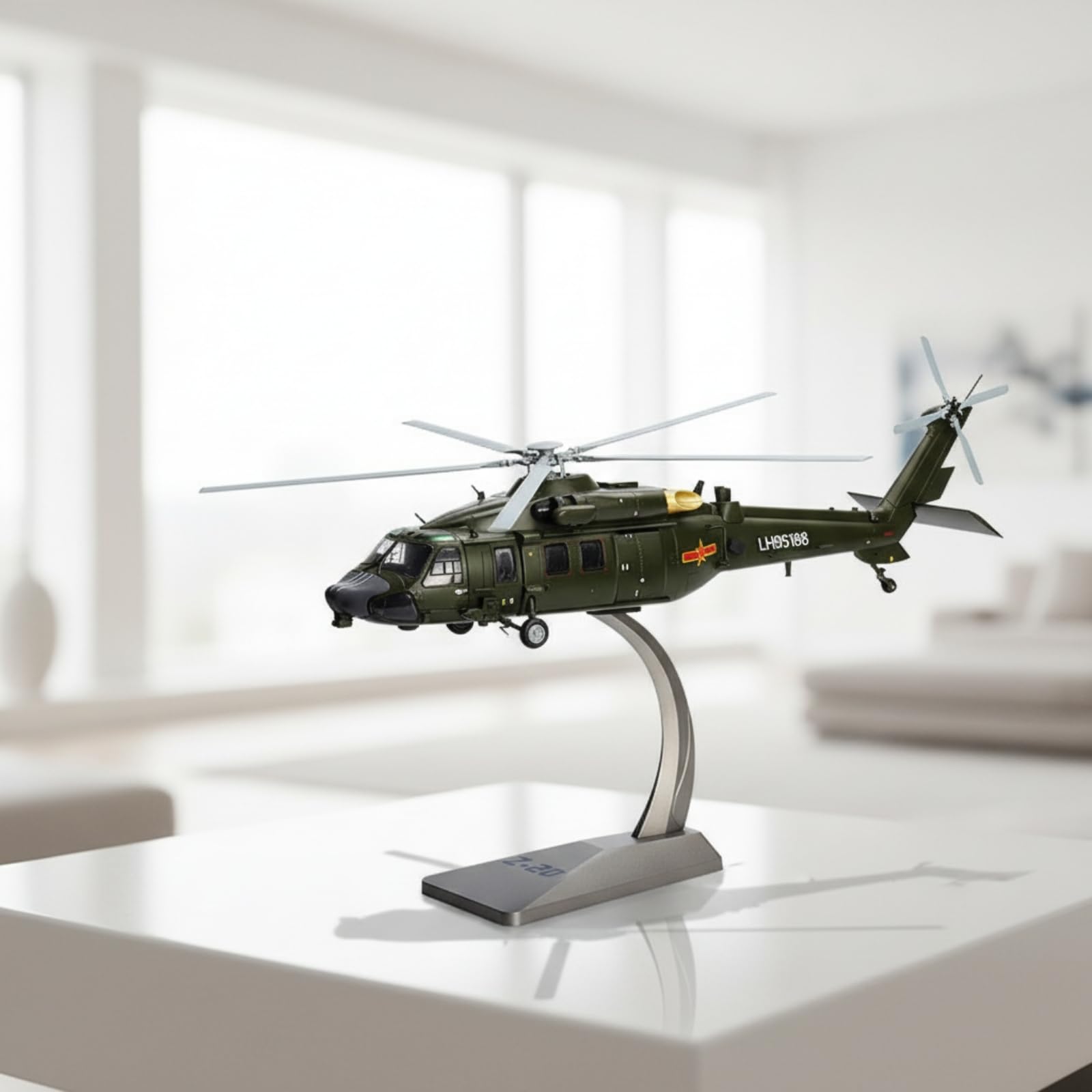 MagiDeal di Elicottero Decorativo Elicottero Militare Stabile in Metallo con Piedistallo per Studio