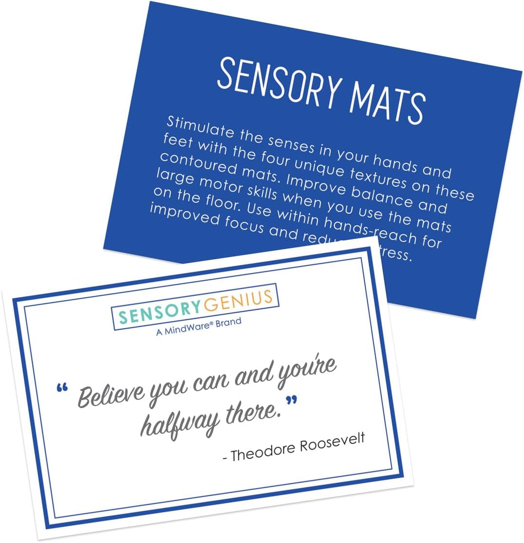 Sensory Genius Sensory Mats for Children & Adults - 4 Large Tactile Sensory Mats - Sensory Room Must Haves, Calming Corner Sensory Tiles Stress Toy - Also Great Sensory Floor Tiles