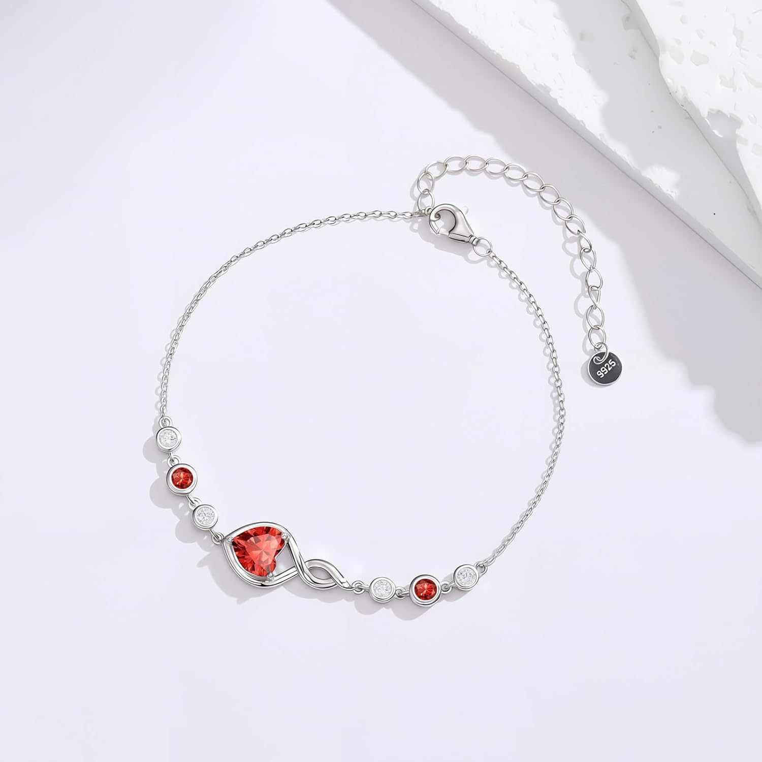 Infinity Birthstone Bracelet 925 Sterling Silver Heart Love Infinity Bracelet Fine Jewelry Anniversary Birthday Gifts for Women Girlfriend Wife Mom - Image 4