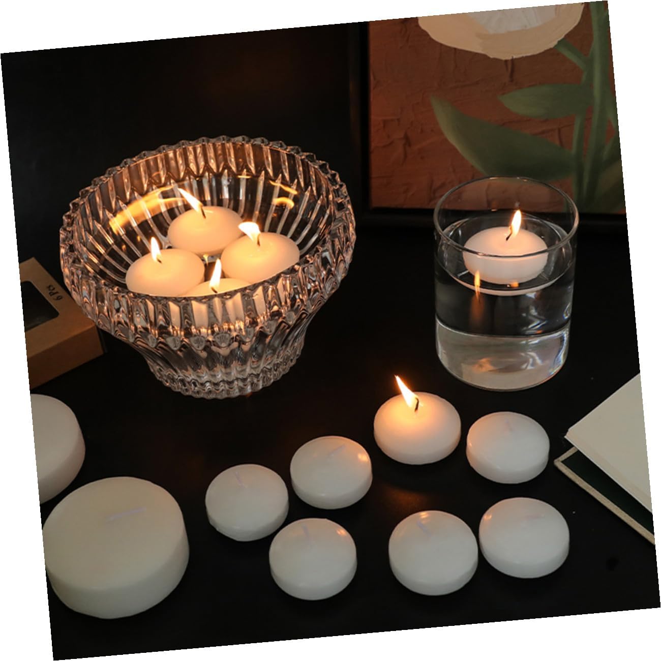 BESPORTBLE Unscented Floating Wedding Candles, 6pcs Small Round Votive Candles 4.5x2.5cm for Party, Romantic Dinner, Home Decor, Festival and Birthday Decorations