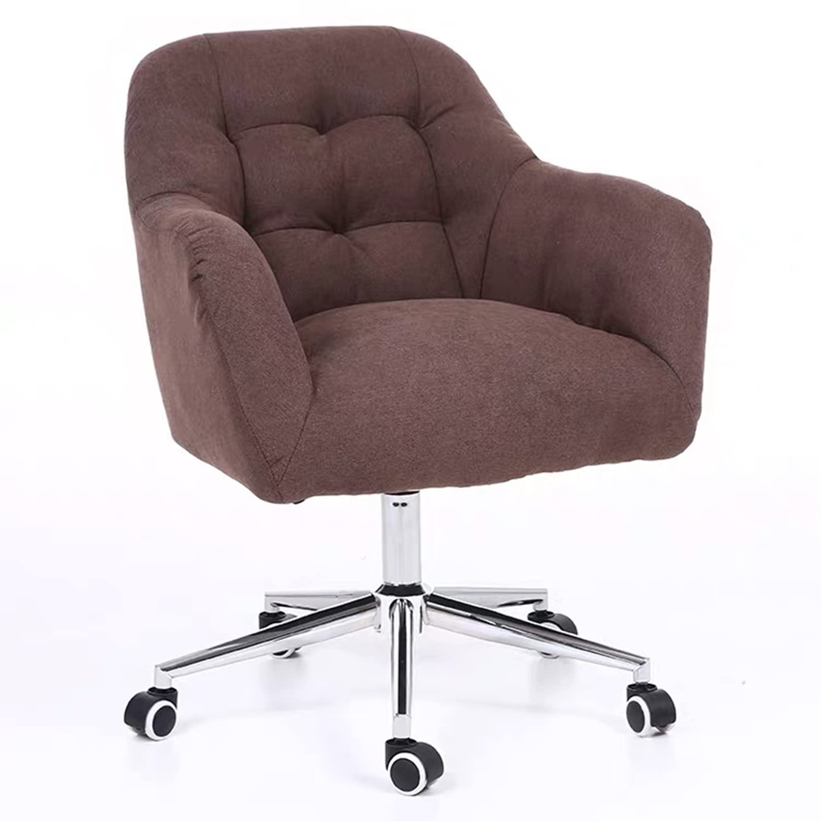 Chaise de bureau pivotante velours pour coiffeuse et salon marron