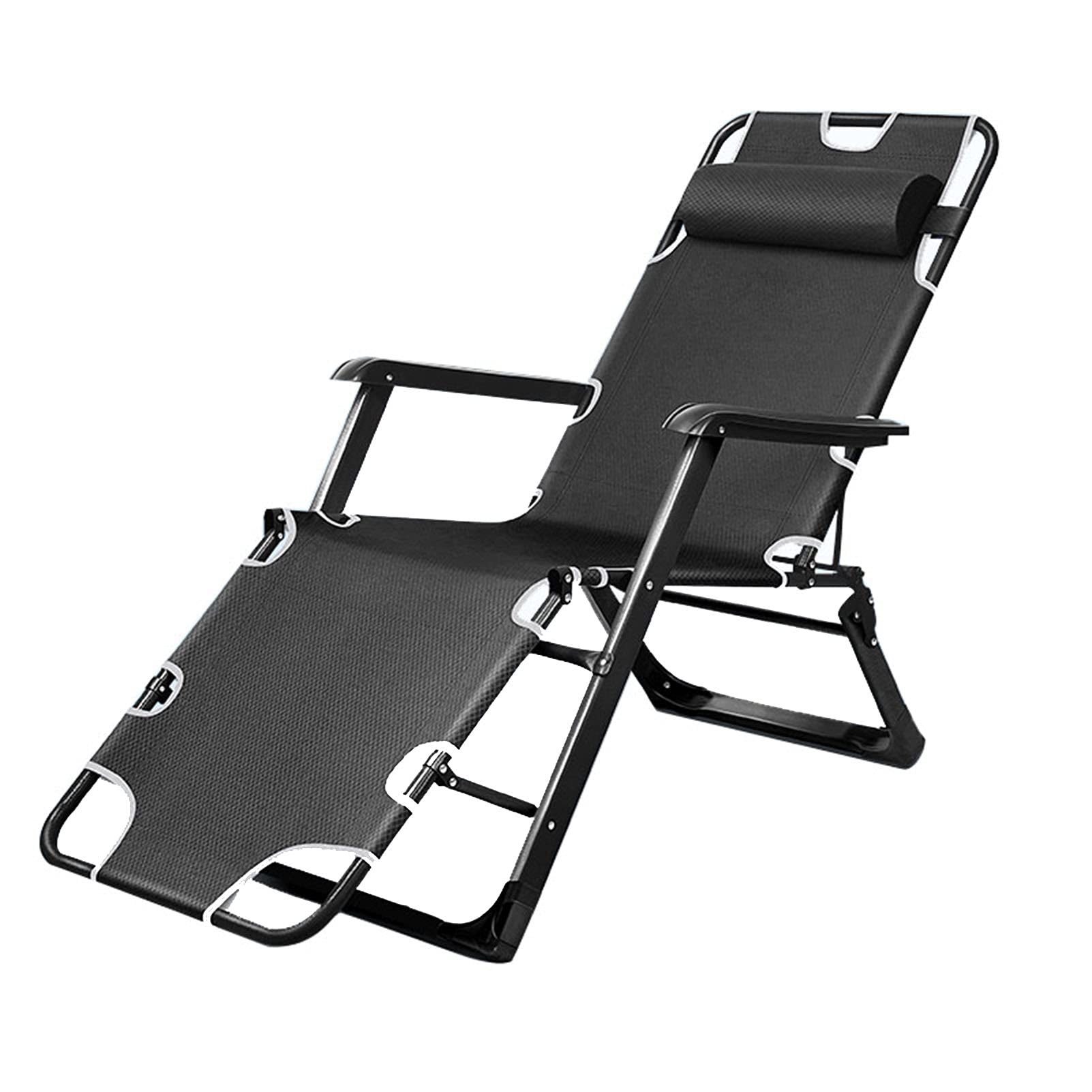 Fauteuil inclinable pliable noir réglable en 5 positions pour camping