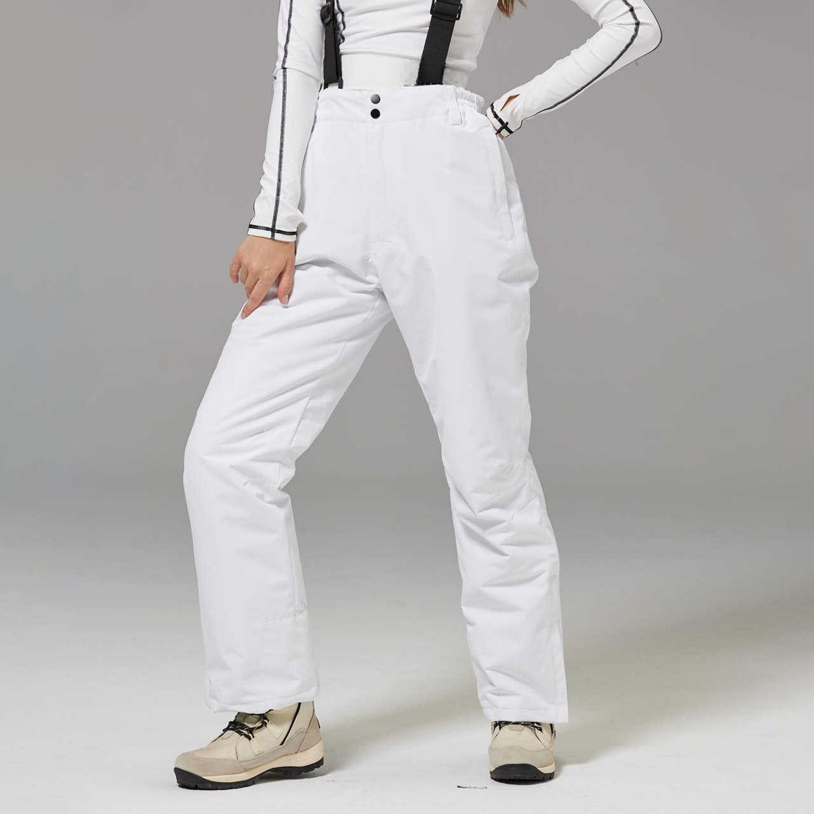 Générique Pantaloni da sci da uomo e donna, impermeabili, tuta da neve calda con spalline regolabili, tuta tinta unita, pantaloni da snowboard da uomo, comodi per pattinaggio all'aperto