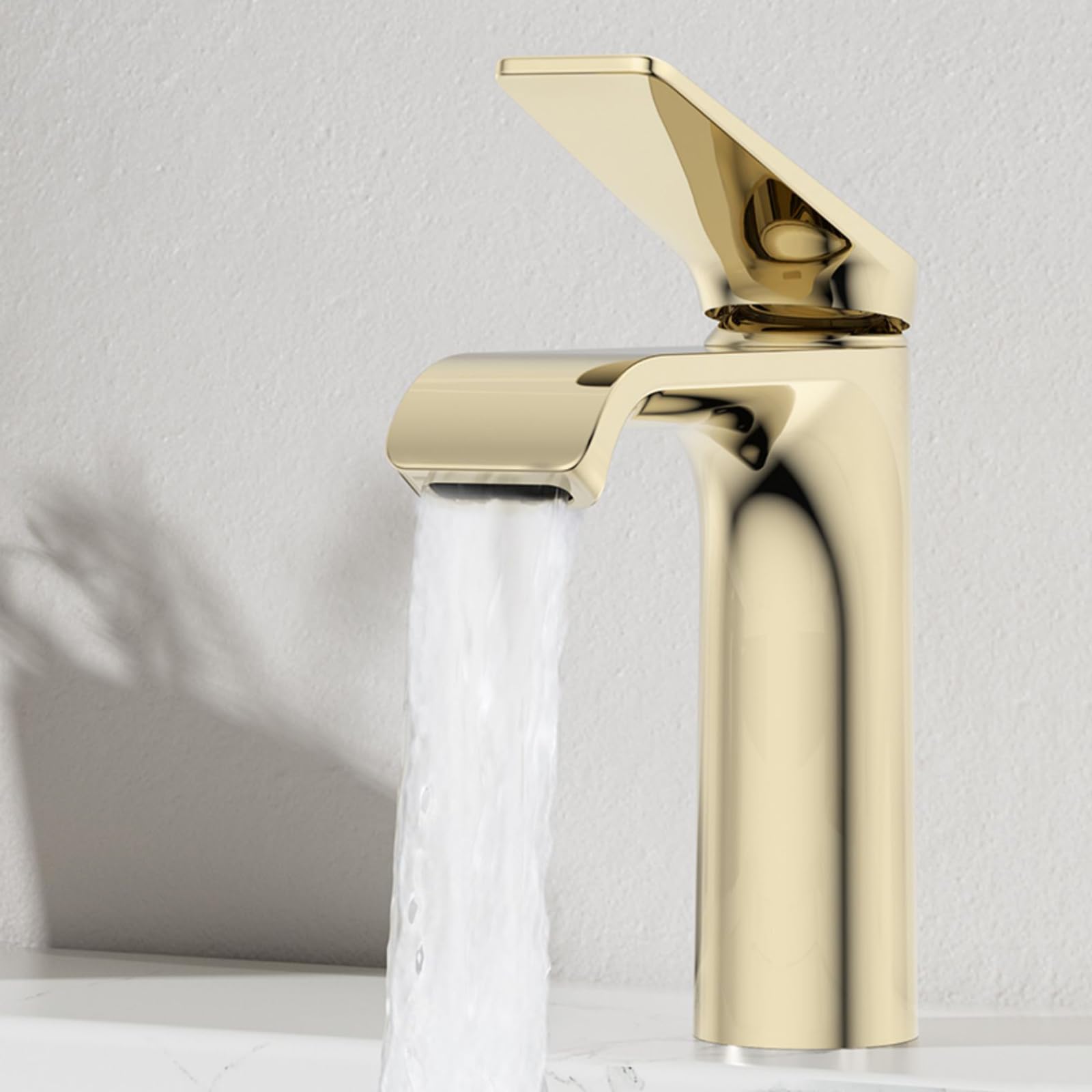 Robinet de salle de bain cascade laiton doré mitigeur monocommande