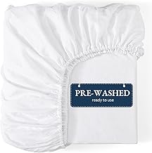 Fitted Sheet Double, White - Pre-Washed, Deep Pocket 14 inch (35 cm) - Easy Care - Soft Brushed Microfibre Fabric - Shrinkage and Fade Resistant - Bottom Sheet