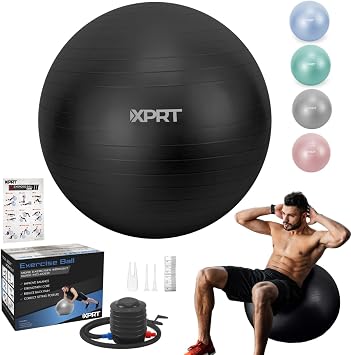 XPRT Fitness Exercise Ball 55/65/75cm - Yoga Ball for Home Gym Workout, Physical Therapy, Balance, Stability Training - Office Ball Chair with Quick Pump 5 Colors