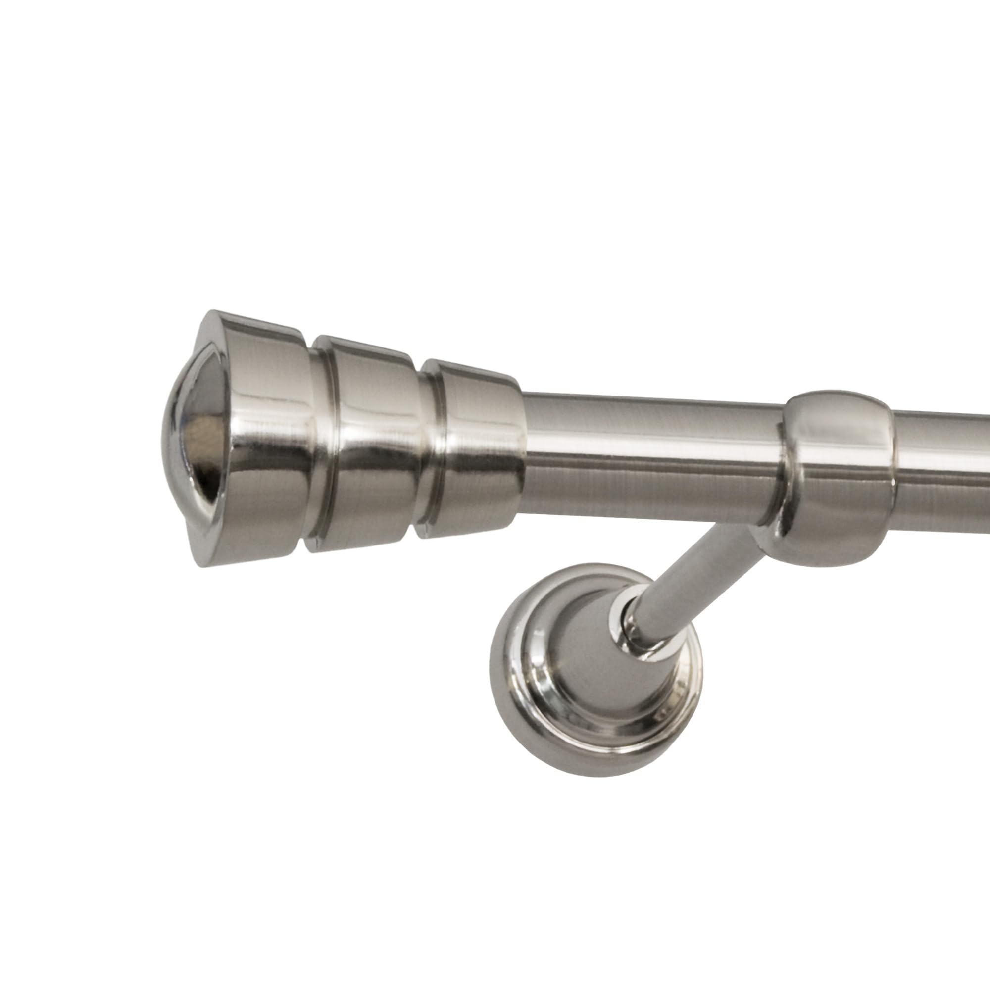 ROLLMAXXX Gardinenstange 480 cm Breit Ø19 mm Fedora 1-Läufig | Vorhangstange aus Metall in Edelstahl Optik, inkl. Wandhalterungen, Endstücke & Montagematerial, Gardinenstange Set