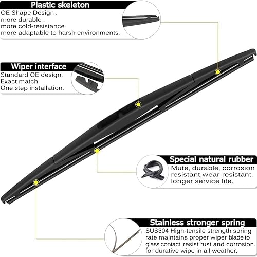 Vista 104 de AUTOBOO Limpiaparabrisas de 21 + 21 pulgadas con limpiaparabrisas trasero de 14 pulgadas de repuesto para Jeep Grand Cherokee 2005 2006 2007 208