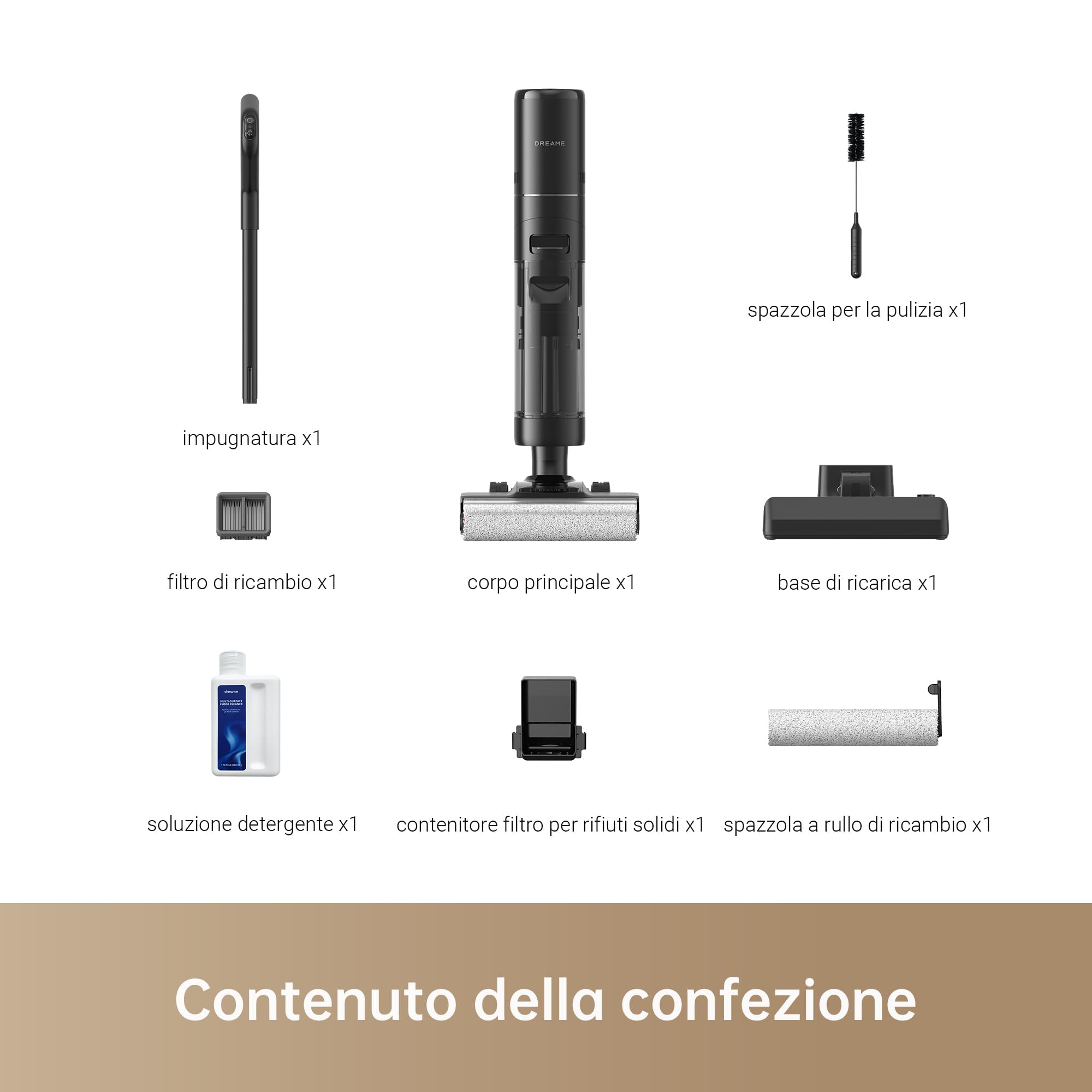 DREAME H13 Pro Aspirapolvere Lavapavimenti Lavaggio a Spazzola 60 °C, 30 min di Asciugatura ad Aria Calda, Auto-Pulizia a Doppia Rotazione, 18.000 Pa, Pulizia Edge-to-Edge, GlideWheel™, Spazzola a LED