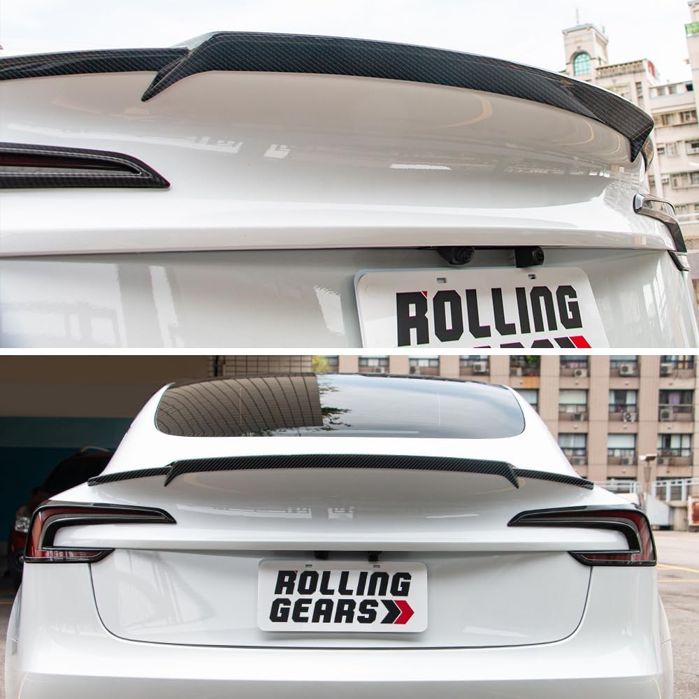 Trunk Spoiler Compatible with 2024-2026 Tesla Model 3 Highland Rear Spoiler Carbon Fiber Hydro-Dipping (MK Type)