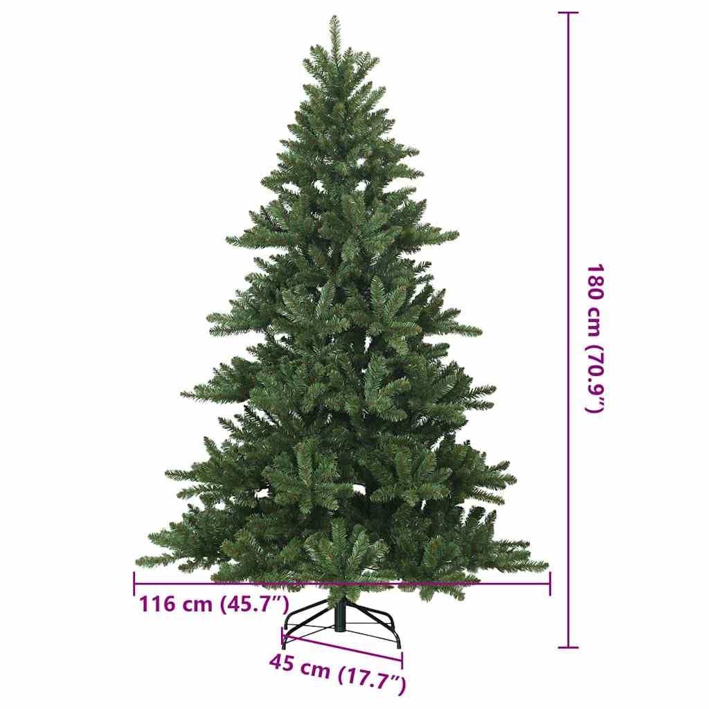 Árbol de Navidad artificial plegable verde de 180 cm con 766 puntas de PVC, soporte de acero, plegable para salón, balcón, terraza, interior y exterior protegido, decoración festiva