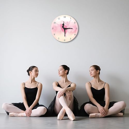 Miniatura 3 de Ballet Girl Princesa Rosa Reloj de Pared Bebé Niña Bailando Reloj de Pared Bailarina Movimiento Pierna Silenciosa Cuarzo Niña Dormitorio Decoración