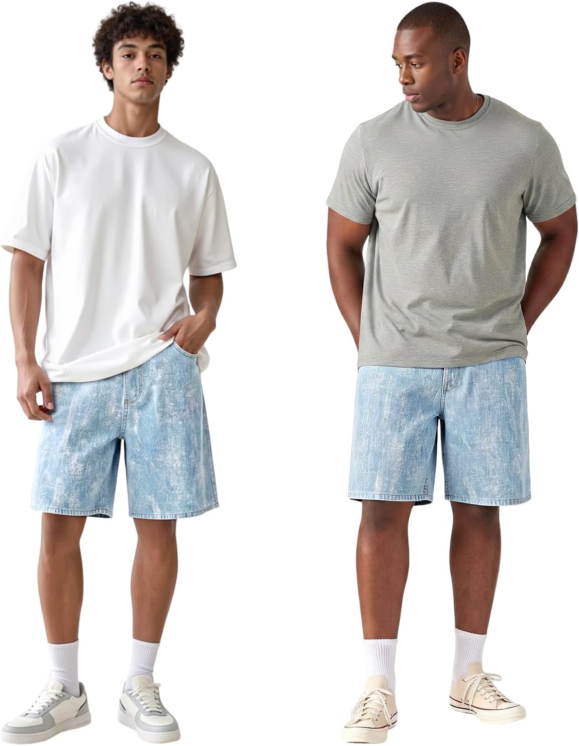 Heyfanee Mens Baggy Jean Shorts Loose Fit Long Denim Shorts 9 Inch Inseam - Image 4