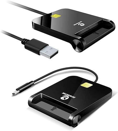 ZOWEETEK Lector CAC Militar, Lector de Tarjetas CAC Militar, Lector de Tarjetas Inteligentes Militar, Compatible con Windows, Mac OS y Linux