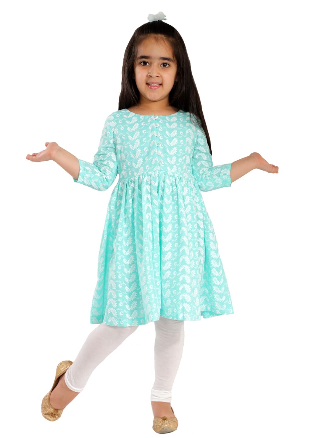 VASTRAMAY Kurta Conjunto de algodón para niña – Bordado Chikankari EID Festival