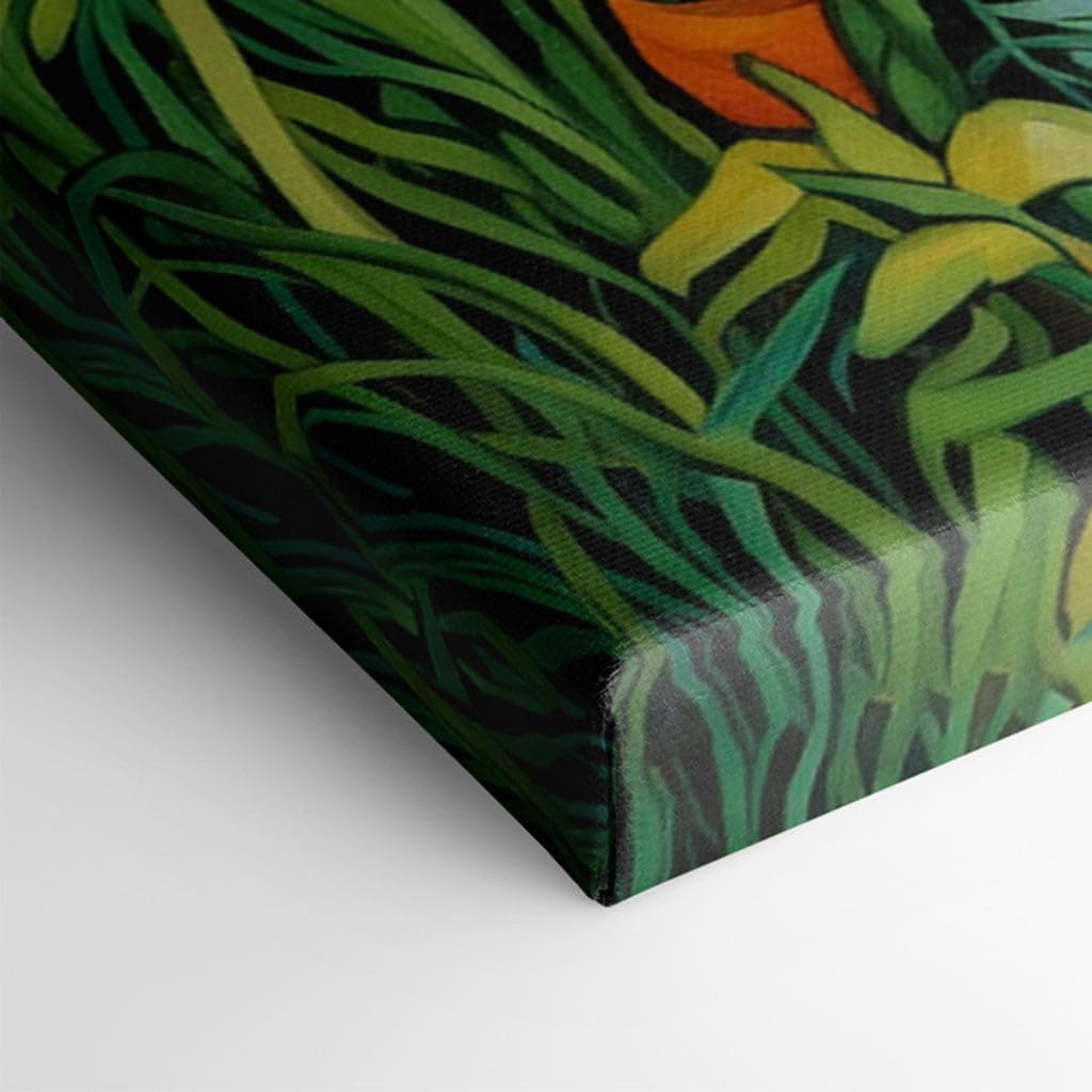 Canvas for Living room. Serene Garden Sanctuary: Where Nature's Palette Unfolds Outside the Blue Haven, 27 x 18 inch Canvas Wall Art - Ready to Hang - 69x46 cm (27x18 inch)