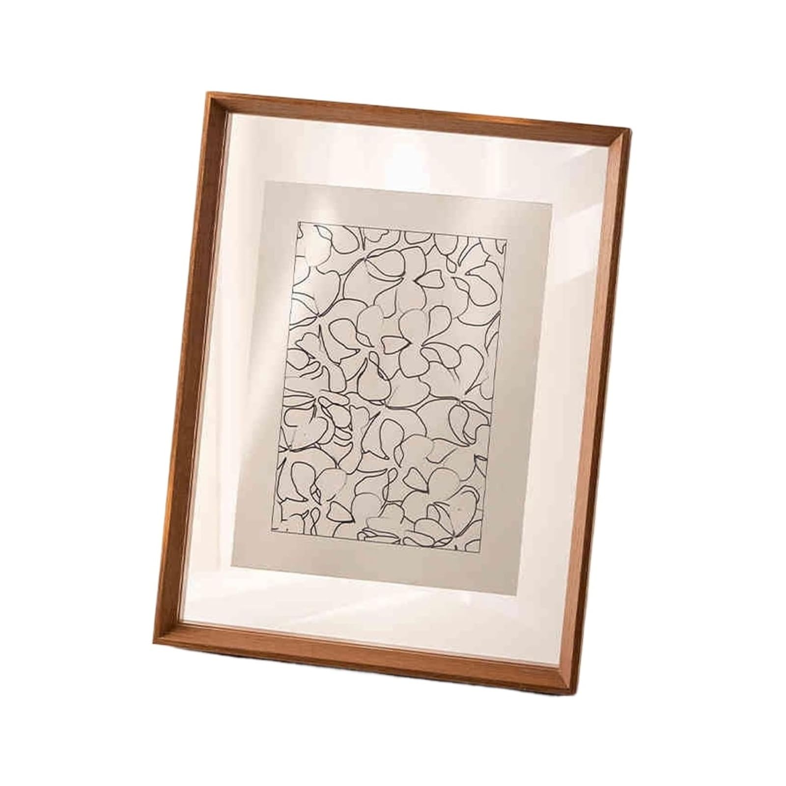 Double Sided Floating Photo Frame, Wooden Double Sided Transparent Photo Frame Multicolor Multi Sizes Horiz Vert Art Display(Black Wood Grain,[33 * 33cm])
