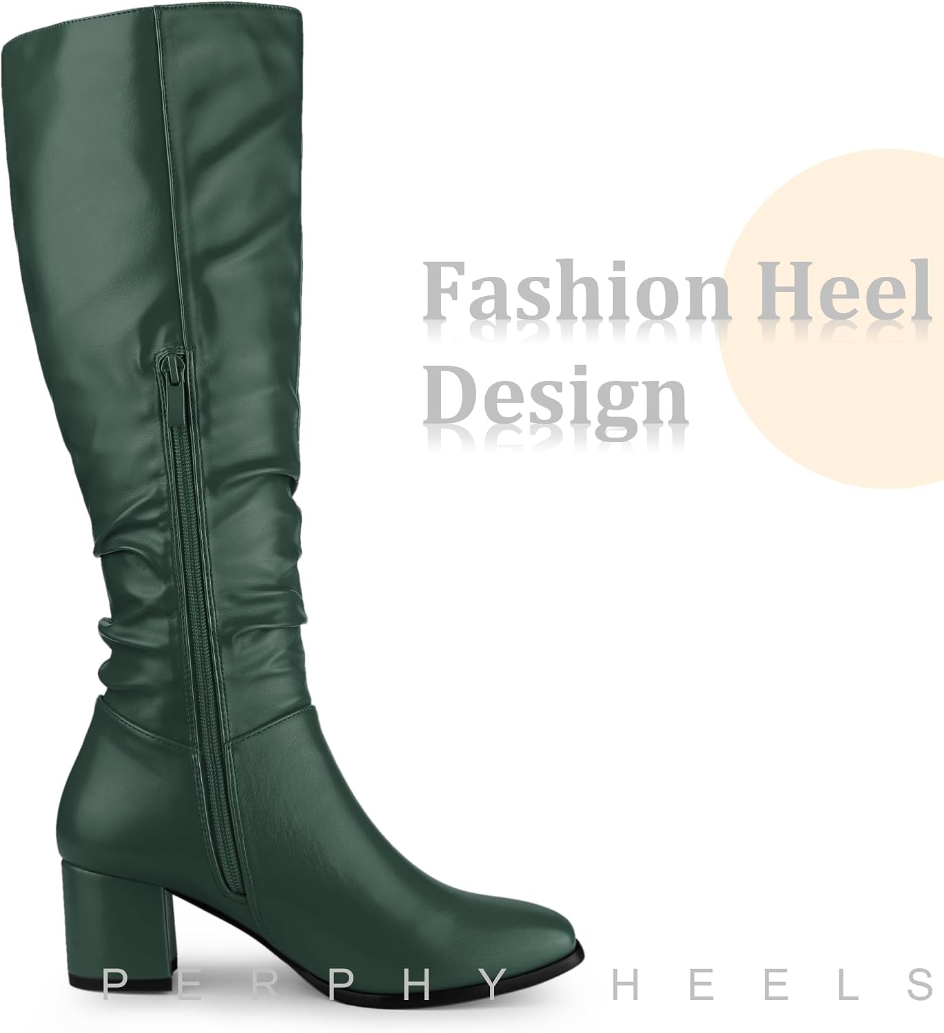 Perphy Dress Boots Square Toe Chunky Heel Slouch Knee Highs Boots for Women