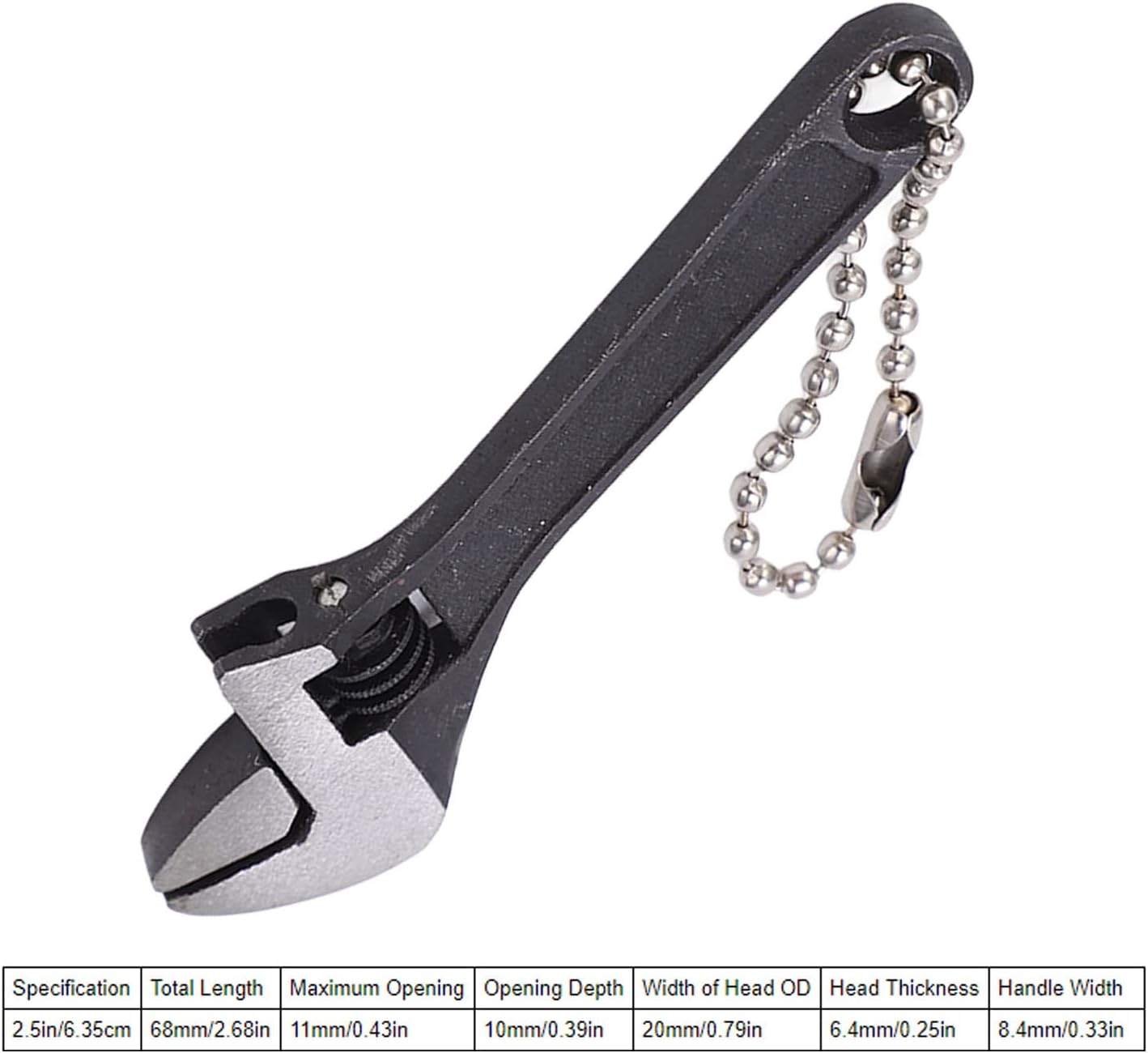 Keychain Wrench Spanner Steel Galvanized Portable Tool for and DIY Use Sturdy and Lightweight with Rustproof Finish for Keyrings Bags and Carry