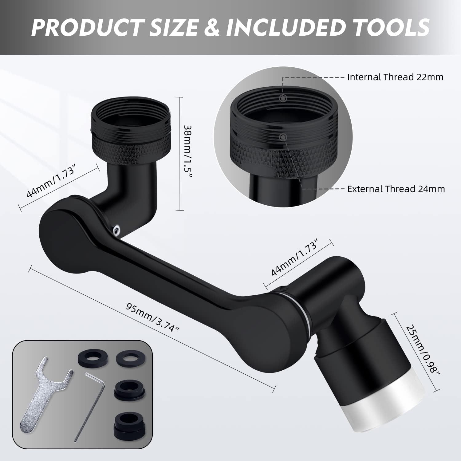 Buy Black Sink Filtration Faucet Aerator, Solid Brass 1080 Degree