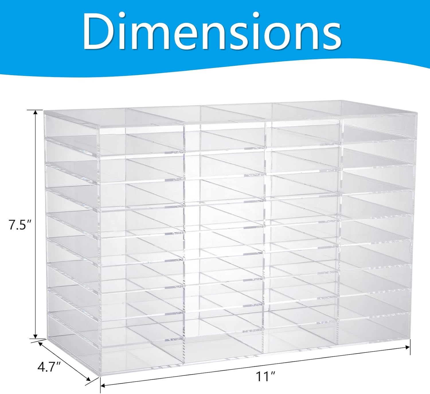 Acrylic Marker Organizer for 144 Markers, Large Capacity Alcohol Marker Storage Rack for Desk, Horizontal Pens Pencils Art Holder Organizer with 36 Compartments for Classroom Office