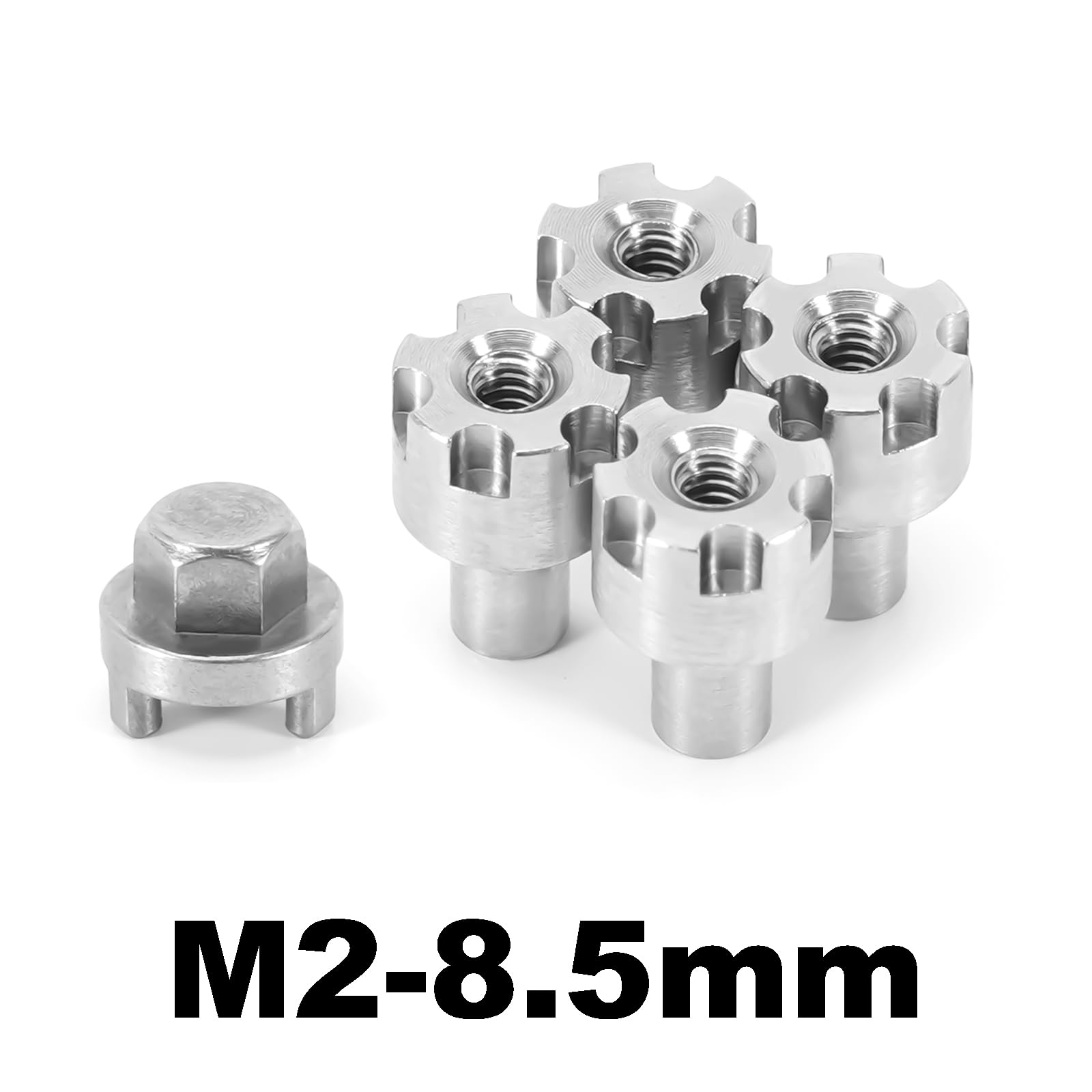 INJORA M2 Wheel Nuts 8.5mm Stainless Steel Nuts 4PCS for 1/24 RC Crawler Axial SCX24 AX24 Upgrade