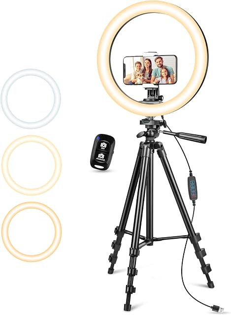 Aureday Anel de luz de 30,48 cm atualizado com suporte e suporte de telefone, luz de LED regulável para fotografia/selfie/gravação de vídeo/maquiagem/transmissão ao vivo