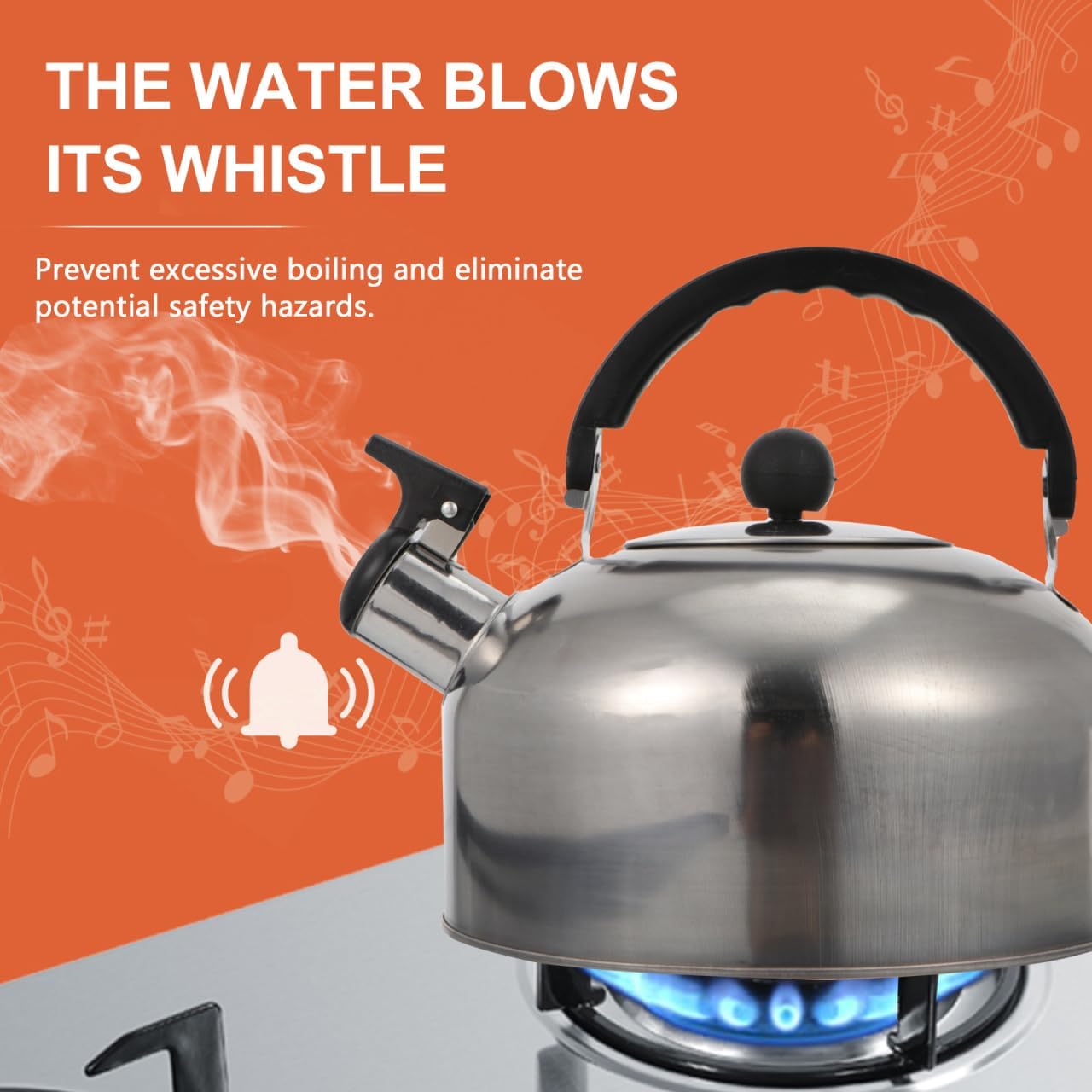 Luxshiny Whistling Tea Kettle Stainless Steel Tea Kettle for Stove Top Ergonomic Handle Boiling for Gas and Electric Stoves 2L Capacity Kitchen for and Drinks