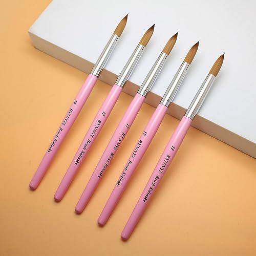 Miniatura 3 de Cepillo de uñas acrílicas, 100% Kolinsky, cepillo ovalado de forma prensada para arte de uñas (tamaño 12)