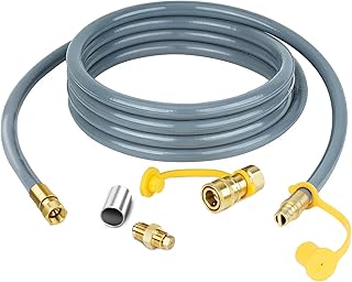 Skyflame 12 Feet Natural Gas Conversion Kit, Propane to Natural Gas Hose with Quick Connect Fitting, Fitting for Grill, Generator, Fire Pit, Patio Heater and More NG Appliance - 40K BTU