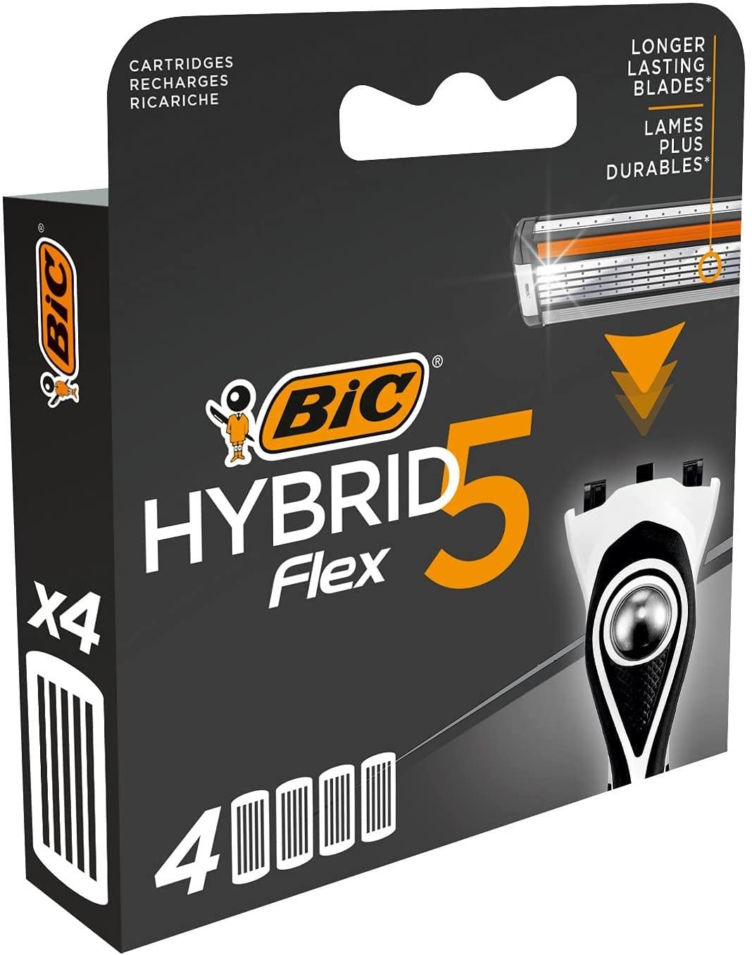 BIC Hybrid 5 Flex Men's Shaver Refills with 5 Moveable Nano-Tech Titanium Coated Razor Blades - Box of 4 Cartridges image 2