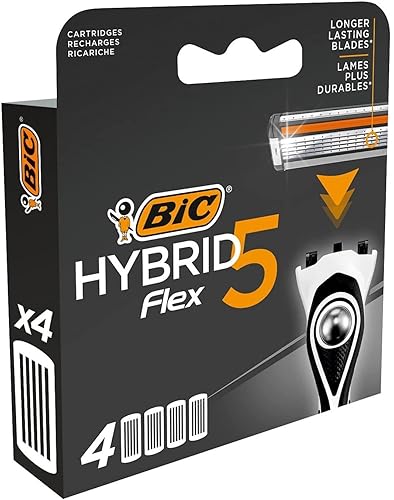 Miniatura 2 de BIC Hybrid 5 Flex - Recambios de afeitadora para hombre con 5 cuchillas móviles Nano-Tech con revestimiento de titanio, caja de 4 cartuchos