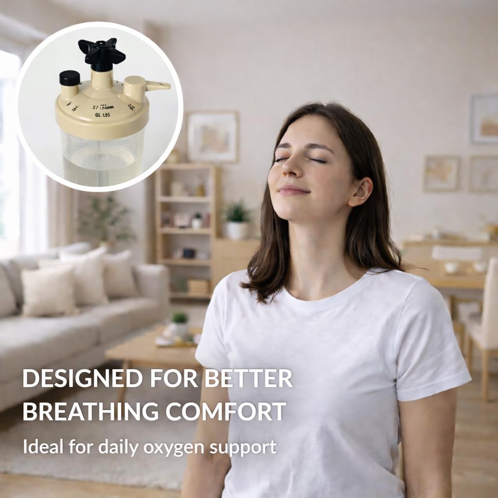High Flow Oxygen Humidifier Bottle for Oxygen Concentrators, Moisture Support for Oxygen Flow, Durable Replacement Accessory for Home Continuous Flow Systems (4 Pack)
