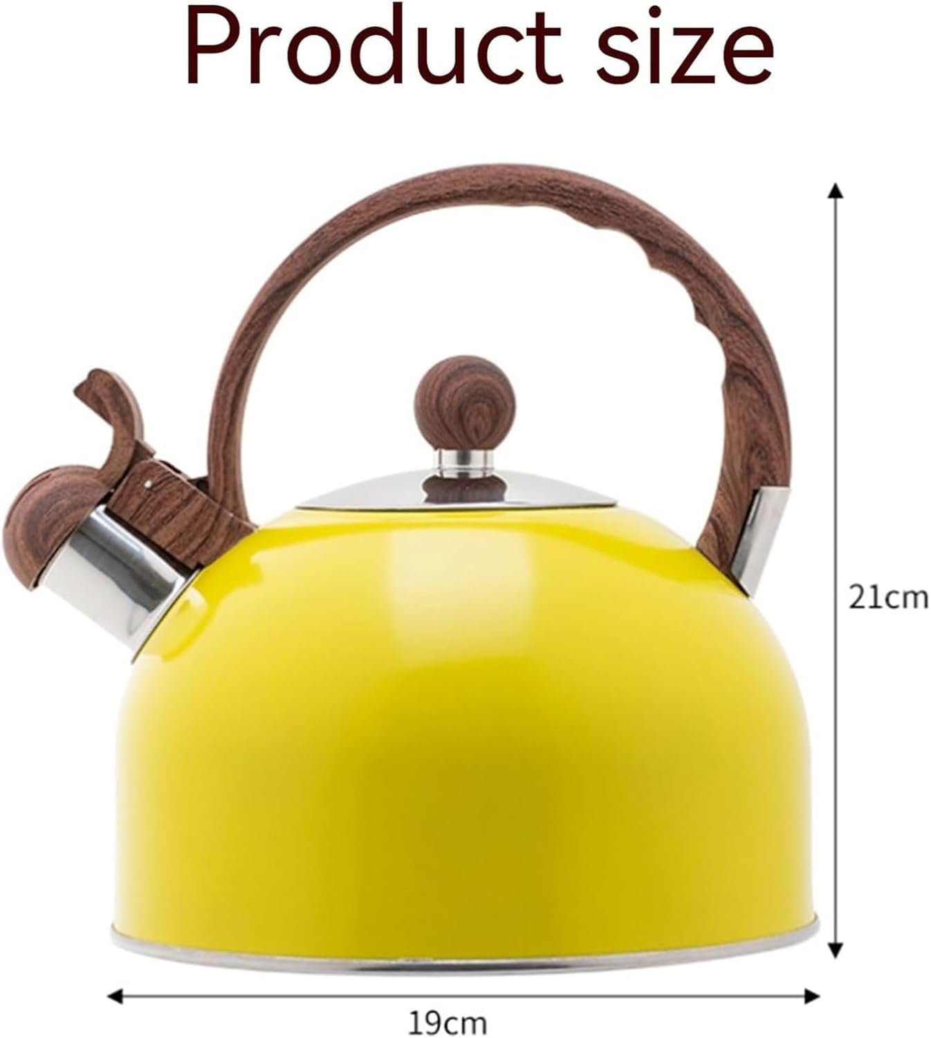Czajnik turystyczny z gwizdkiem, 2.5L Stainless Steel Whistling Tea Kettle Wood Handle All Stoves Multicolor 10.0 inches(D)