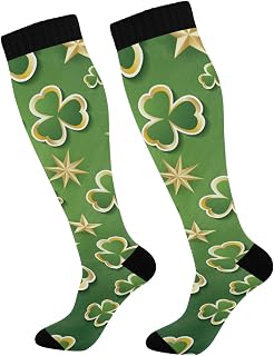 501 Compression Socks Clover Pattern For St Crew Socks Soft Athletic Socks Comfortable Sports Socks For Outdoor Walking Women 40cm