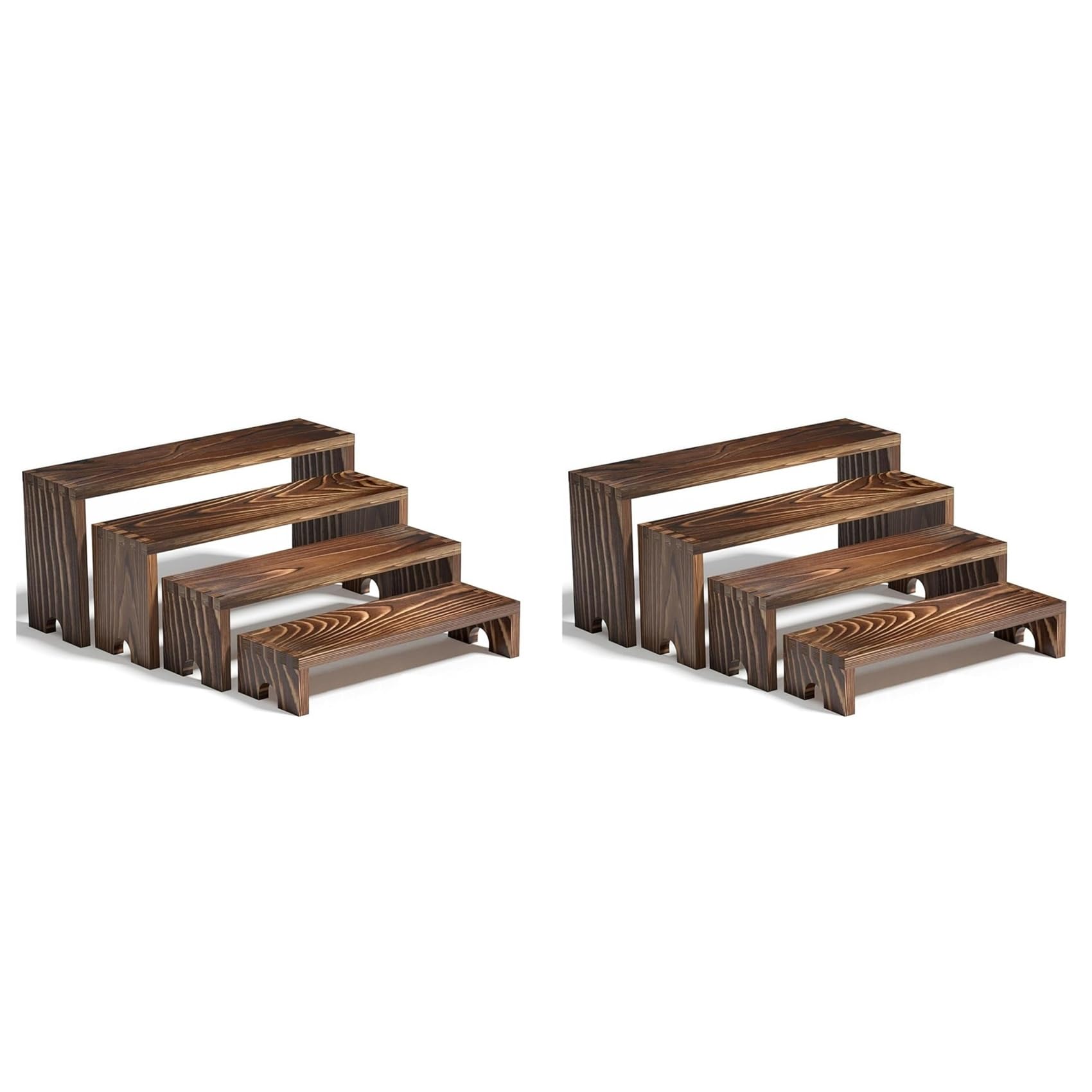 Vjsujehgy 2 Set Large Wooden Tiered Riser Display Stands for,Events,Stackable Wooden Cupcake Stand,Farmhouse Decor