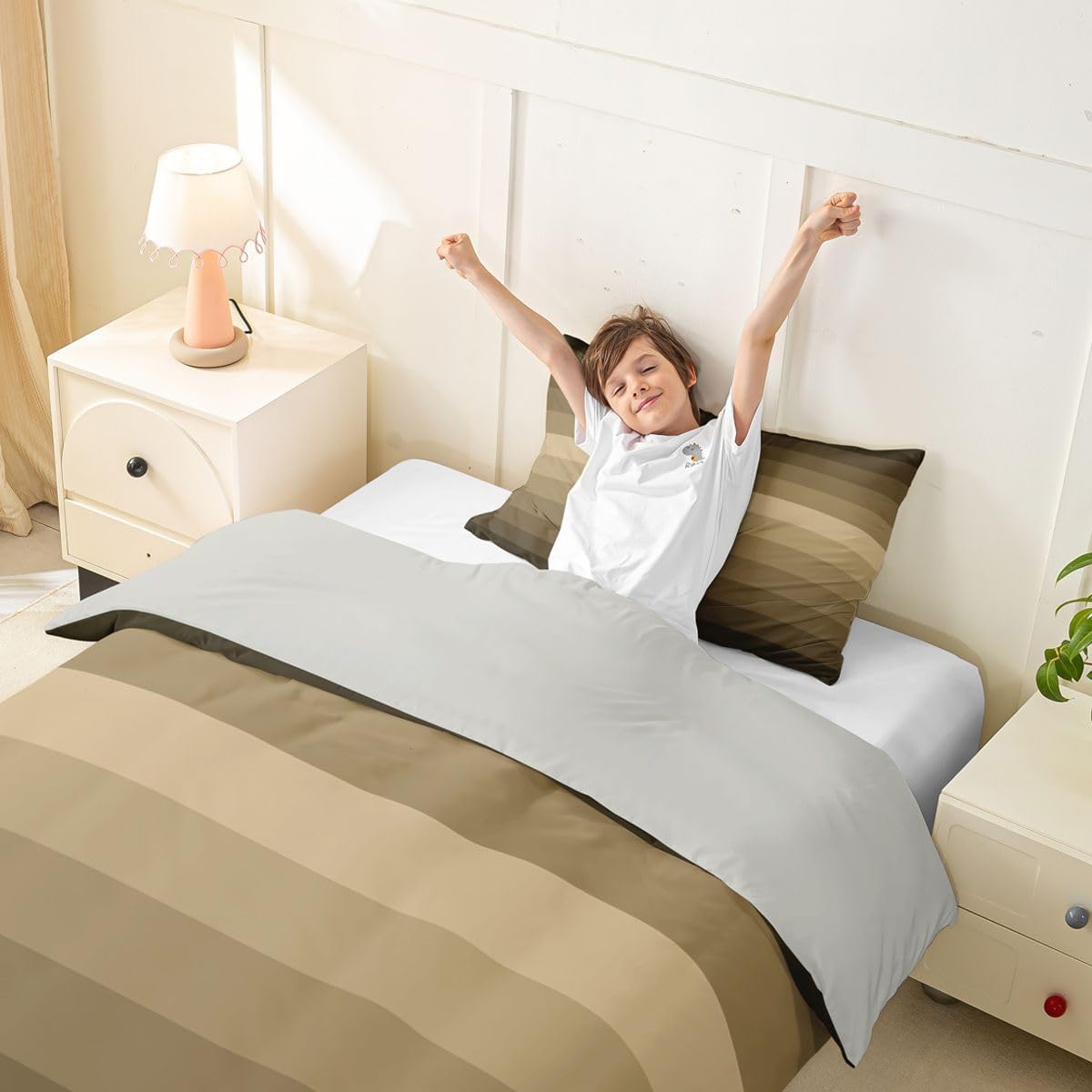 Feelyou Kids Boys Girls Ombre Dark Brown Duvet Cover Twin Size