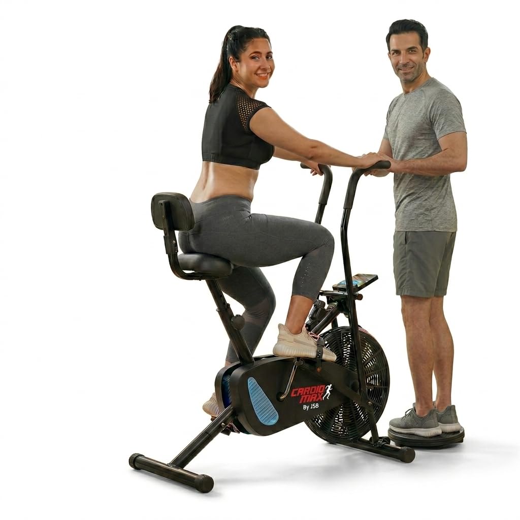 Cardio Max JSB HF175BT Exercise Cycle with Backrest & Twister | 1 Year Warranty | Max Weight 110kg, DIY Installation, Gym Cycle for Home Exercise, Fitness Bike, Height & Resistence Adjustable (Black)-image-49