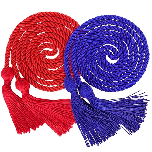 Image of GraduationMall Double Graduation Honor Cords Red & Royal Blue 68 inch