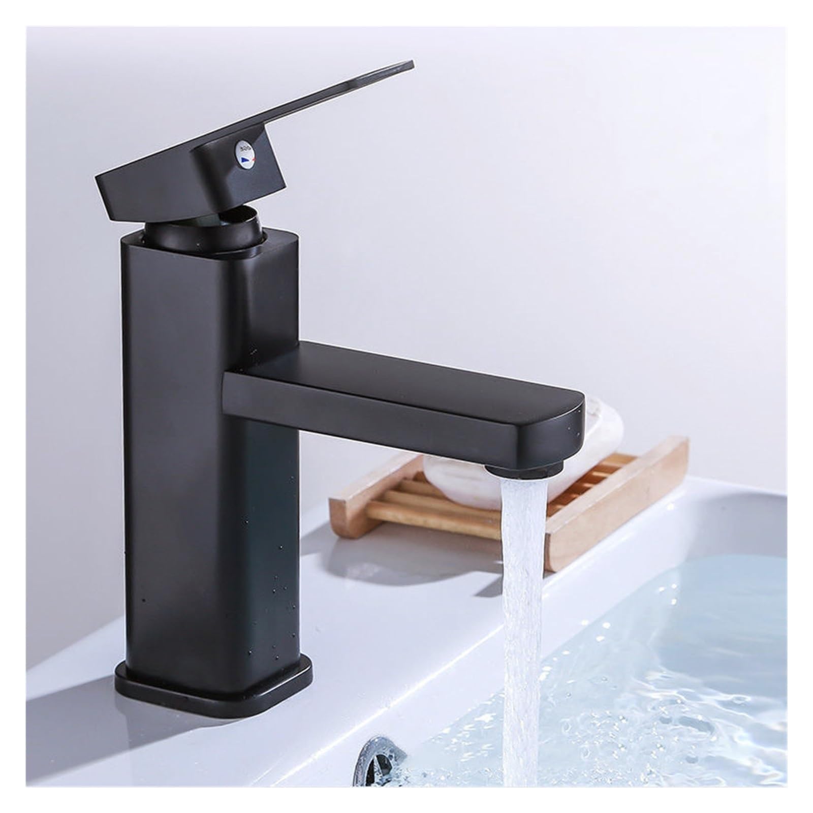 Robinet de lavabo de salle de bain haut anti-éclaboussures à poignée unique fluide