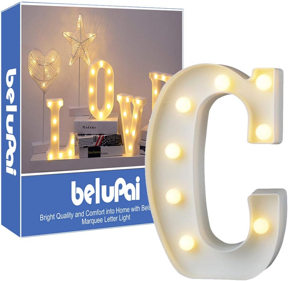 Led Letters Lights Alphabet Marquee Decoration Light Up Sign Battery Operated for Party Wedding Receptions Holiday Home & Bath Bridal Bar Decor ,Letter C