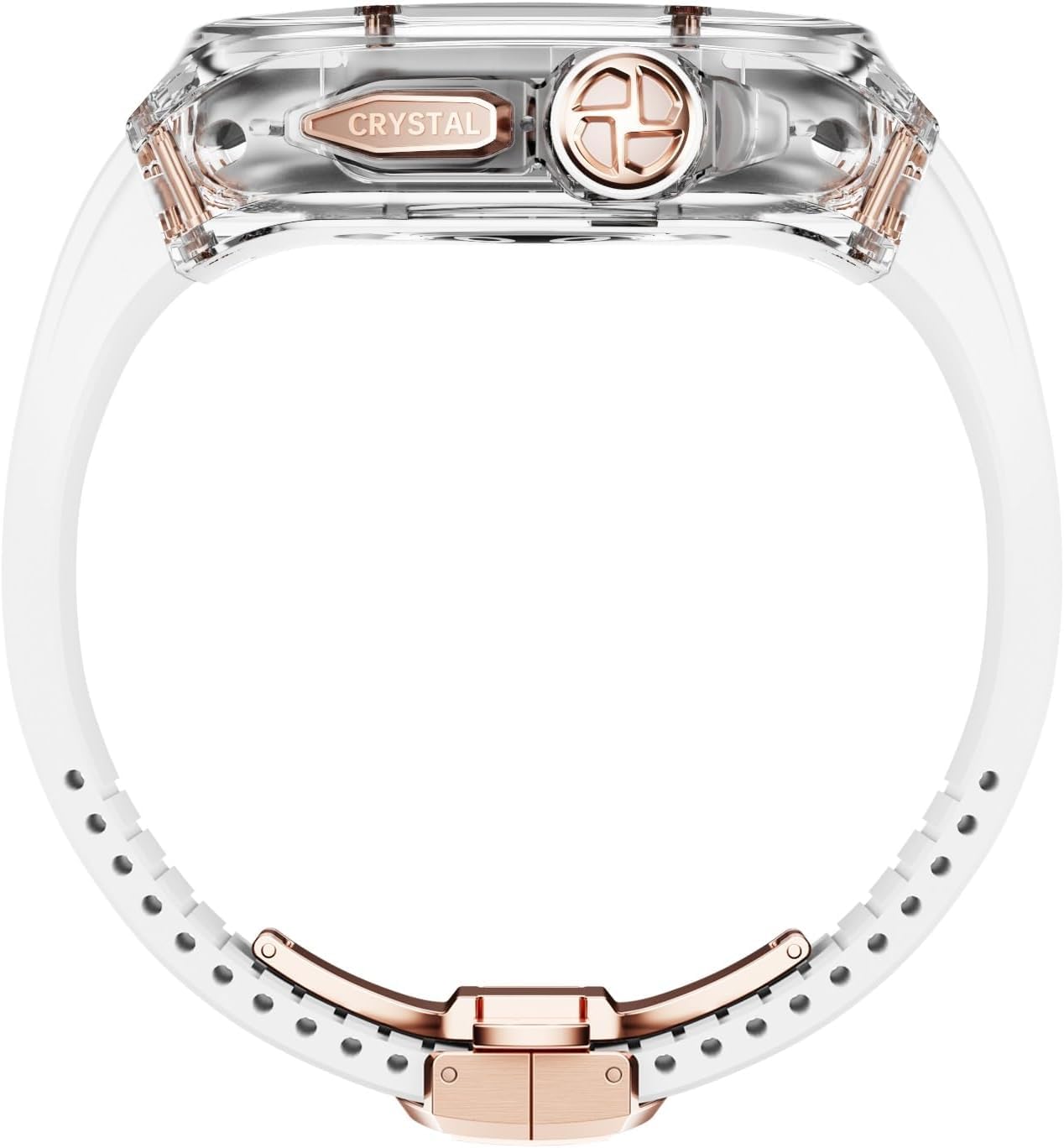 Bracelet de montre transparent en caoutchouc fluoroine, pour Apple Watch Ultra 2 de 49 mm, boîtier de montre en cristal transparent, bracelet de sport respirant, pour iWatch Series Ultra 2 49 mm