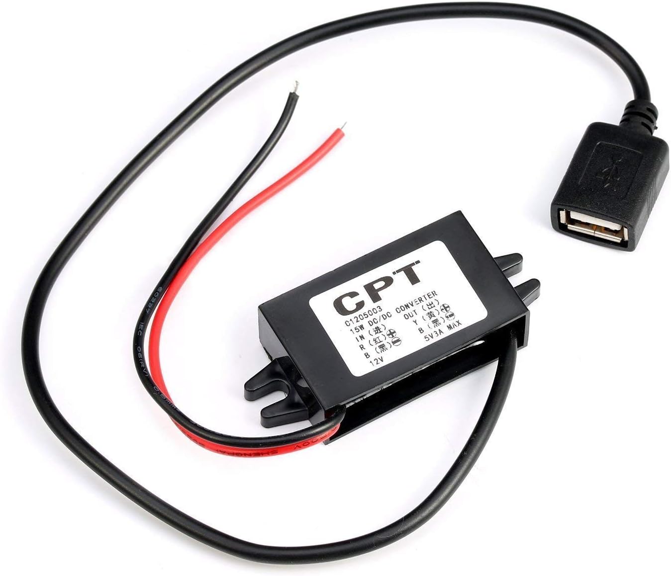 eoocvt DC Converter Buck Module 12V Convert to 5V USB Cables Output Power Adapter