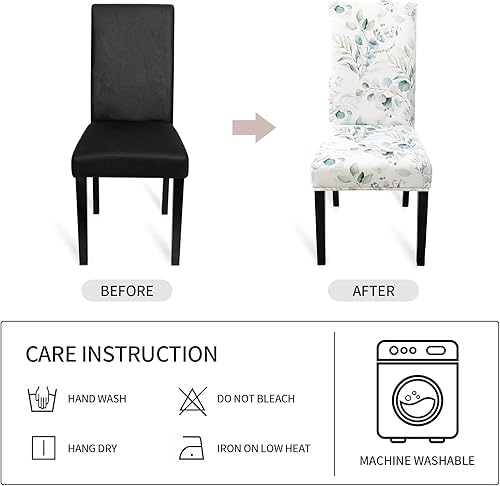 Miniatura 7 de Gibelle Juego de 6 fundas elásticas para sillas Parsons de comedor, universales, extraíbles y lavables, fundas protectoras para comedor, cocina,